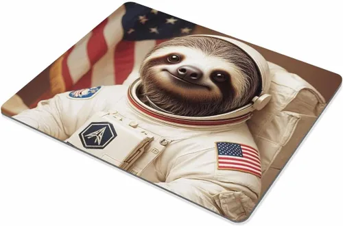 Vista 3 de Smooffly Alfombrilla de mouse para juegos personalizada, divertido vestido de perezoso como una personalidad astronauta, alfombrilla de mouse