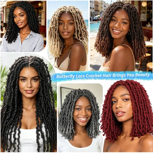 Vista 6 de Superlight Butterfly Locs - Cabello de ganchillo de 12 pulgadas, 6 paquetes