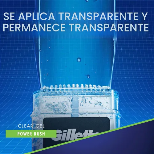 Vista 5 de Gillette Gel transparente antitranspirante/desodorante, Power Rush, barra de 4 onzas (paquete de 6) (el embalaje puede variar)