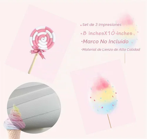 Vista 3 de Póster de arte de pared de caramelo, impresiones artísticas de helado Rosa