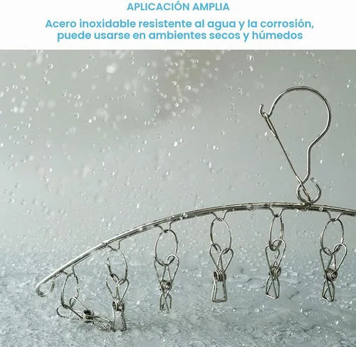 Vista 7 de Seropy Percha de ropa con 10 clips, estante de secado de ropa para ropa sucia, paquete de 6, colgador de calcetines de acero inoxidable, resistente