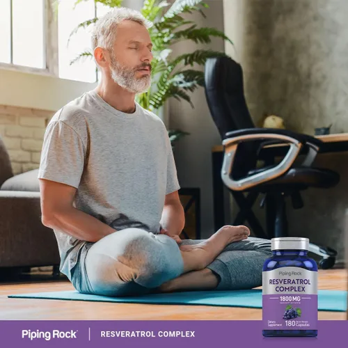 Vista 5 de Piping Rock Resveratrol Complejo 180 Cápsulas Fórmula de extracto de semilla de uva Suplemento sin OMG, sin gluten