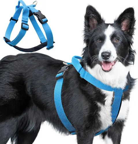 Vista 8 de Galaxy - Arnés reflectante para perro, ajuste ajustable de 4 puntos, hebillas antipellizcos, control de clip trasero y asa de emergencia, forro