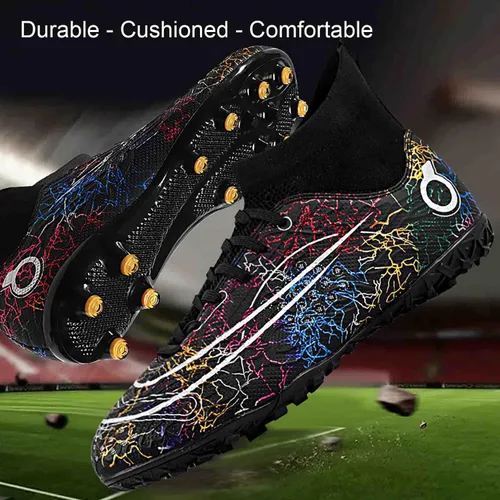 Vista 4 de MEBAMY Botas de fútbol altas unisex para exteriores, zapatillas deportivas para césped y fútbol, SD