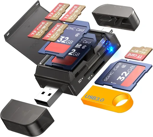 Vista 8 de JOOPSHEE Lector de tarjetas SD USB, ranuras dobles de alta velocidad USB 3.0 tipo C a adaptador de tarjeta micro SD para MicroSD SDHC SDXC