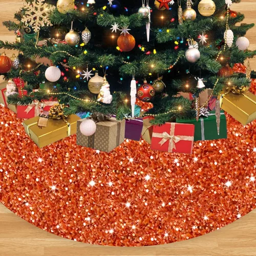 Vista 12 de FANPROMS Falda de árbol de Navidad rosa intenso con lentejuelas de 21 pulgadas, faldas de terciopelo de doble cara para árbol de Navidad de mesa