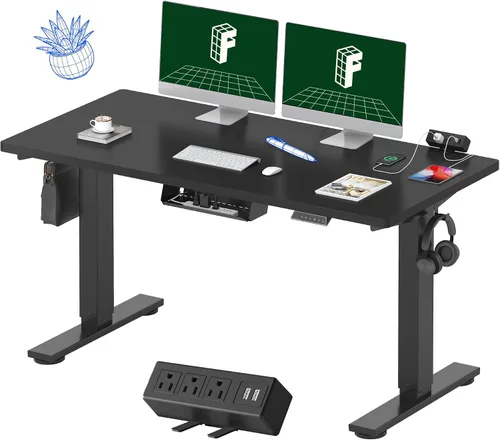 Vista 63 de FLEXISPOT EN2 Escritorio de pie de una pieza completa con regleta de alimentación de abrazadera, escritorio eléctrico de altura ajustable de 40 x 24