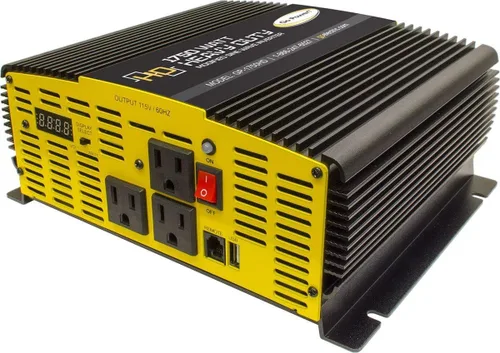 Vista 7 de Go Power GP-225HD Inversor de onda sinusoidal modificada de alta resistencia, 225 vatios, entrada de 12V, tomas de corriente AC duales, solución