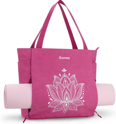 Vista 10 de Gonex Bolsa para Esterilla de Yoga, Bolsa Grande con Múltiples Bolsillos para Mujeres y Hombres, Portador de Esterilla de Lona, Cremallera Completa