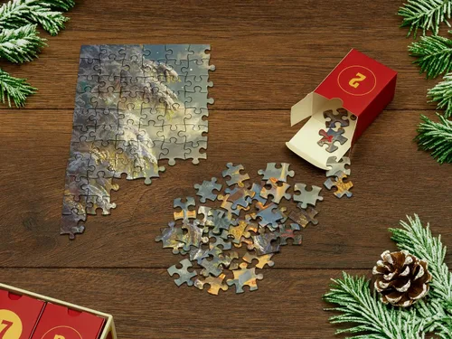 Vista 4 de Calendario de Adviento original de rompecabezas 2025 – Magia de Navidad, 24 cajas de 1008 piezas, regalo de cuenta regresiva de Navidad, diversión