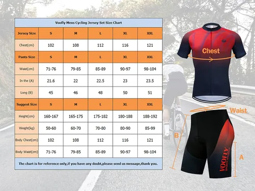 Vista 6 de voofly Hombres Ciclismo Jersey Conjunto Hombres Manga Corta Compresión Bicicleta Pantalones Cortos Gel Acolchado Ciclismo Ropa