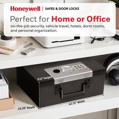 Vista 10 de Caja de seguridad de acero de Honeywell, modelo digital resistente al fuego, de 0.26 pies cúbicos, 6108