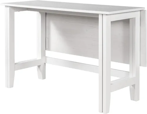 Vista 8 de Mesa de comedor extensible de madera de granja con hojas colgantes para lugares pequeños, color blanco TJ429