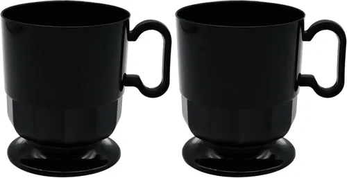 Vista 8 de Party Essentials Taza de café de plástico duro de 8 onzas con asa, 20 unidades, color negro bistró