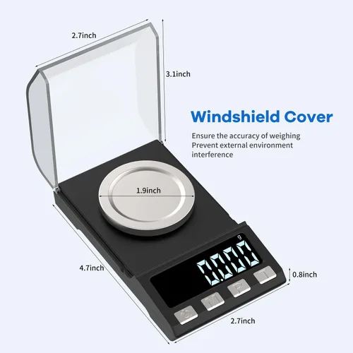 Vista 7 de Escala digital miligramos de 3.53 oz/0.00 oz de recargabilidad, báscula de joyería portátil de alta precisión, escala de polvo, microescala