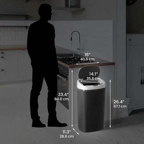 Vista 6 de iTouchless Bote de basura automático de 13 galones con tecnología sensor 2.0 y filtro de olor, diseño delgado y sin contacto, ahorro de espacio
