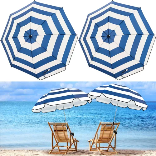 Vista 9 de Buryeah Paraguas automático para silla con abrazadera universal de 44 pulgadas, UPF 50+, abrazadera portátil en silla de playa, sombrilla ajustable