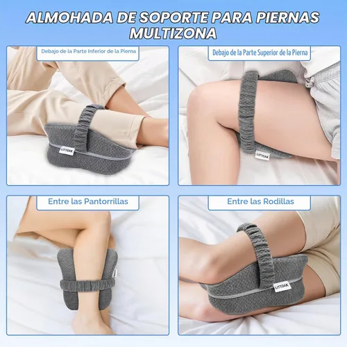 Vista 6 de LITTOAK - Almohada de rodilla para personas que duermen de lado y alivio del dolor de ciática Almohada de pierna para dormir de lado con correa