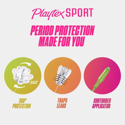 Vista 6 de Playtex Tampones deportivos con escudo de olor, súper absorción, sin perfume, 16