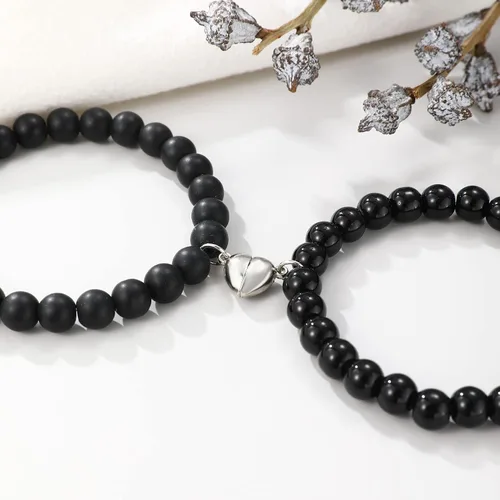 Vista 5 de GIEIWIW Magnetic Bracelets for Couples Love Bracelets Distance Natural Beaded Bracelet Valentines Day Gifts