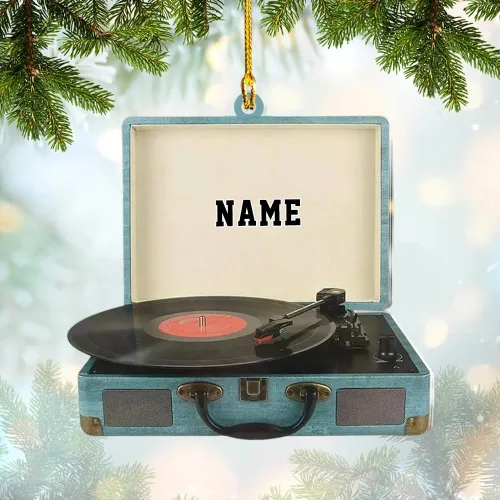 Vista 2 de Adorno de disco de vinilo personalizado para Navidad 2025, regalo para amantes de la música retro, recuerdo acrílico personalizado, decoración