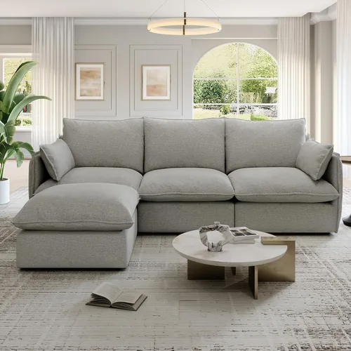 Vista 33 de Sofás modulares de 69.2 pulgadas para sala de estar, respaldo alto impermeable, sofá modular con relleno de plumón, sofá biplaza convertible