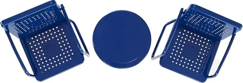 Vista 4 de Crosley Furniture Bates - Juego de 3 sillas y mesa auxiliar para exteriores de metal retro, juego de conversación para patio, color azul marino