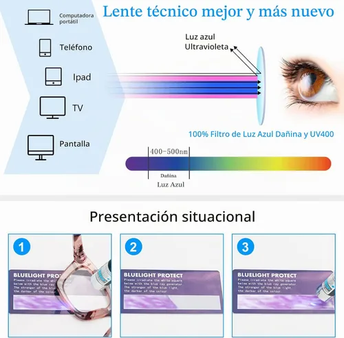 Vista 4 de REAVEE 6 Pack Reading Glasses for Women Blue Light Blocking, Cute Square Computer Readers with Spring Hinge