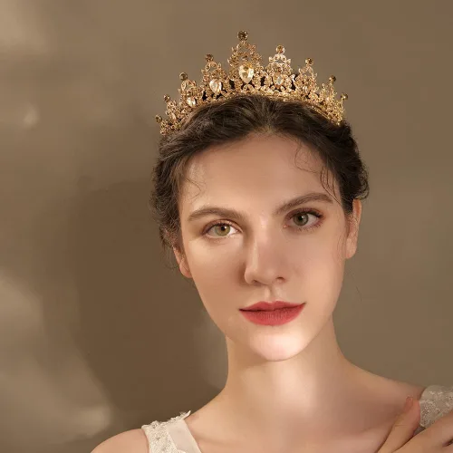 Vista 6 de Tiara de boda verde para mujer, corona de reina y tiaras, corona de princesa para mujeres y niñas, diademas de cristal para novia, Metal
