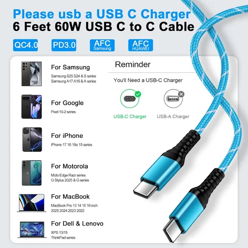 Vista 6 de Cable de carga rápida para iPhone 17e para iPhone 17 Pro Max 17 Pro 17 Air 16e 16 Pro Max/Plus/Pro 15,60 W, paquete de 2 cables de carga de 10 pies