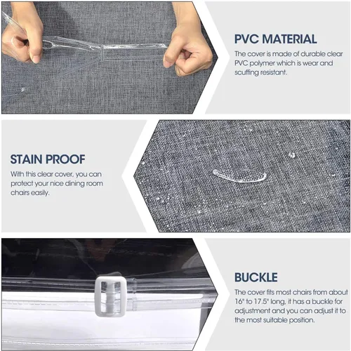 Vista 5 de Konsilsa Fundas impermeables y resistentes a los arañazos para sillas de comedor, fundas de plástico PVC para sillas protectoras transparentes
