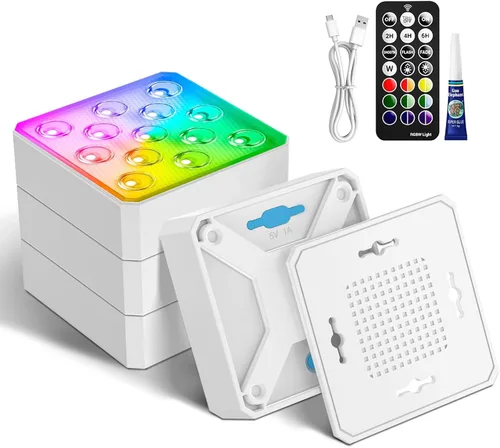 Vista 16 de LOFTEK Luces LED sumergibles con control remoto, 13 luces LED de piscina para piscinas enterradas y sobre el suelo con imanes y ventosas, 16 luces