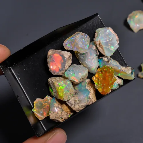 Vista 3 de Natural AAAA+ Ethiopian Opal Gemstone Lot for Wholesale Supplies, DIY & Jewelry Making, Multi Color Fire Play