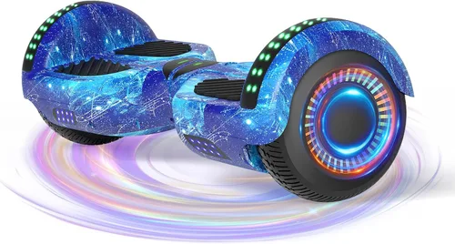 Vista 9 de Kids Scooter with Bluetooth Speaker & Corlorful LED Lights, Dual 250W Motor 7.5 Mph Speed, Gifts for All Ages Blanco