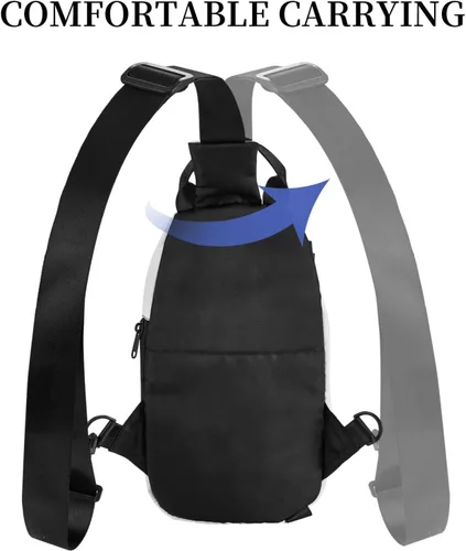 Vista 3 de Mochila cruzada con patrón de niña afroamericana, bolsa de hombro cruzada para hombres y mujeres, viajes, senderismo, al aire libre, Negro