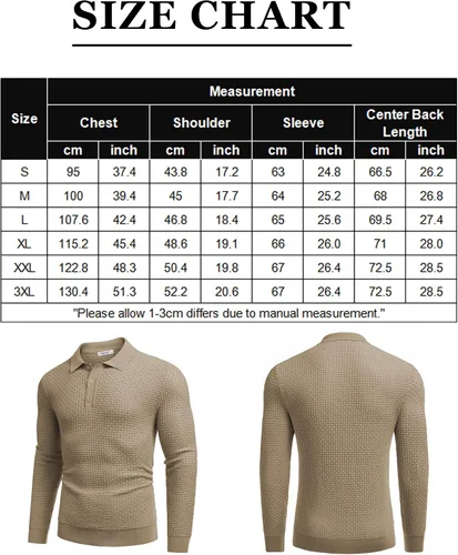 Vista 7 de COOFANDY Polo de punto para hombre, de manga larga, ligero, a la moda, informal, con cuello