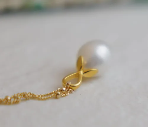 Vista 7 de Cultured Freshwater Pearl Gold Filled Necklace 18 inches - Handmade Dainty Jewelry Gift Idea for Women Her - Birthday Gift - June Birthstone