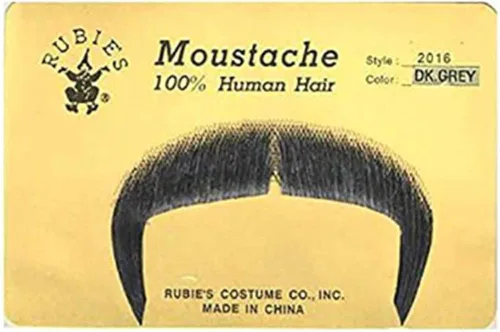 Vista 2 de Rubie's Zapata Bigote Facial Pelo Gris Oscuro Talla única, Negro
