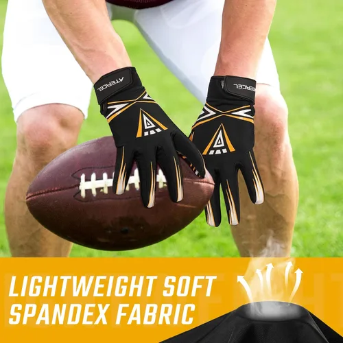 Vista 4 de ATERCEL Guantes de fútbol americano para hombre - Rendimiento mejorado y guantes receptores de alto agarre para rugby, adultos y jóvenes