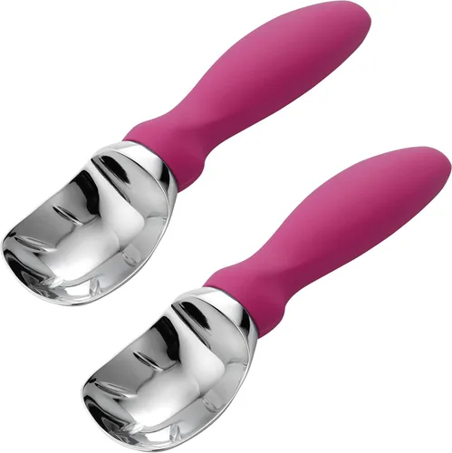 Vista 42 de Spring Chef - Cuchara para helado rosa de alta resistencia con mango suave, cuchara profesional para helado, cuchara de metal para masa de galletas