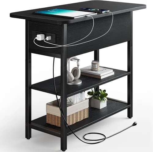 Vista 13 de Yoobure - Mesa auxiliar con estación de carga; mesa auxiliar con tapa abatible, puertos USB y tomas de corriente; mesa de sofá, cama, sala de estar