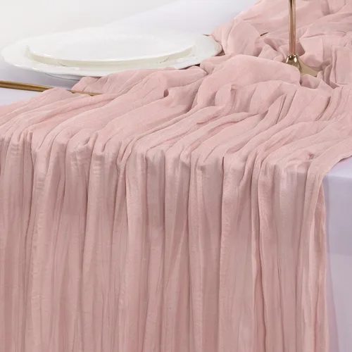 Vista 9 de Socomi Camino de mesa beige para primavera y Pascua, camino de mesa de 170 pulgadas, paño de queso de 14 pies, gasa bohemia rústica para decoración