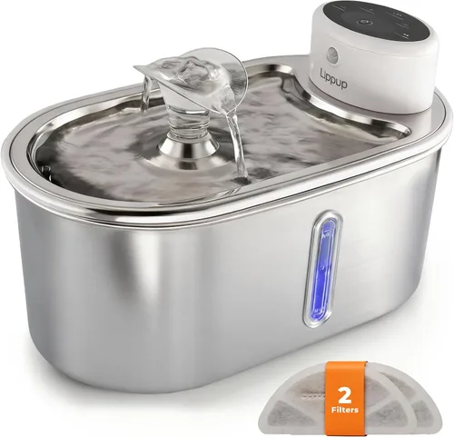 Vista 12 de Fuente de agua inalámbrica para gatos de acero inoxidable de 108 oz/3.2 L Batería de 5200 mAh, autonomía de 50 días, sensor de movimiento, ultra
