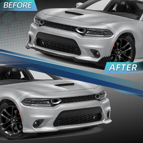 Vista 3 de Labio de Parachoques Delantero Compatible con Dodge Charger SE RT SRT GT 2015-2023 Estilo Deportivo Labio Alerón de Parachoques Delantero Divisor