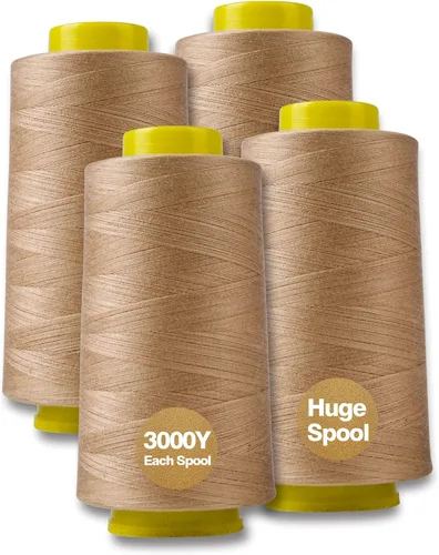 Vista 7 de Hilo serger blanco y negro, hilo multiusos para coser, poliéster, 4 conos de 2743 m cada uno para máquina de coser