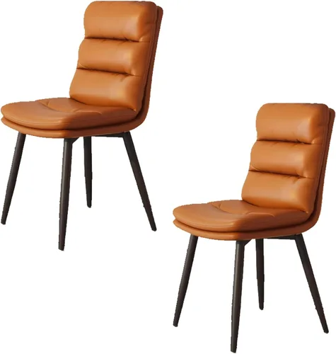 Vista 18 de Upholstered Dining Chairs Set of 4, Leather Kitchen Chair with Metal Legs, Dining Room Kitchen Chair with Back for Brown