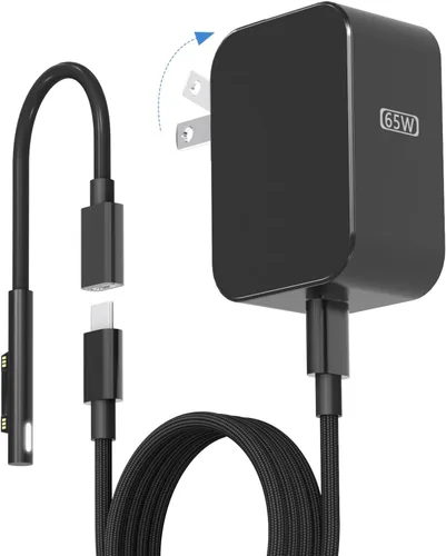 Vista 8 de Cargador para laptop Surface Pro de 65 W, para Microsoft Surface Pro Charger Windows Surface Laptop 6, 5, 4, 3, 2, 1, para Microsoft Surface Pro10