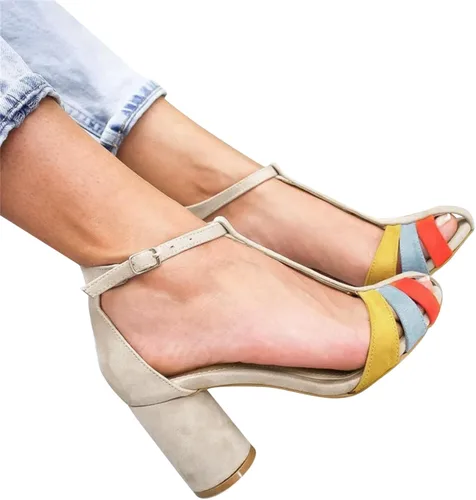 Vista 4 de Tenis de moda para mujer, de gamuza de verano, con bloques de color, tacón alto, estilo casual, para mujer