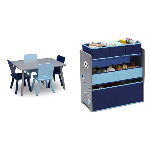 Vista 10 de Delta Children Conjunto de mesa y sillas para niños (4 sillas incluidas), gris/azul