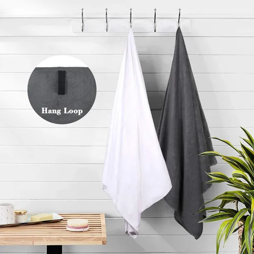 Vista 5 de MERRY HOME Paquete de 6 toallas de baño de microfibra, 27 x 55 pulgadas, de secado rápido, súper suaves, altamente absorbentes, multiusos